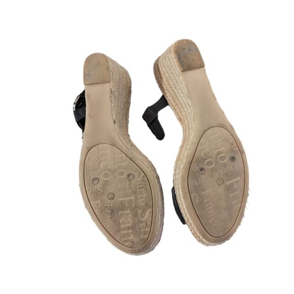 Franco Sarto Women's‎ Crispin Sandal Size 8 Wedge Heel Espadrille Black Leather - Picture 5 of 7